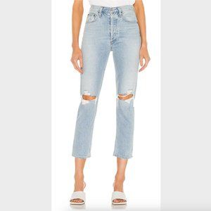Agolde Riley High Rise Straight Crop Blue Jeans